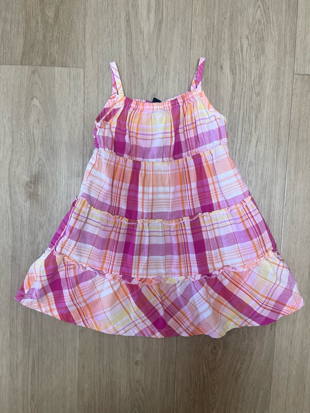 Faded Glory Pink Orange Yellow Plaid Sundress